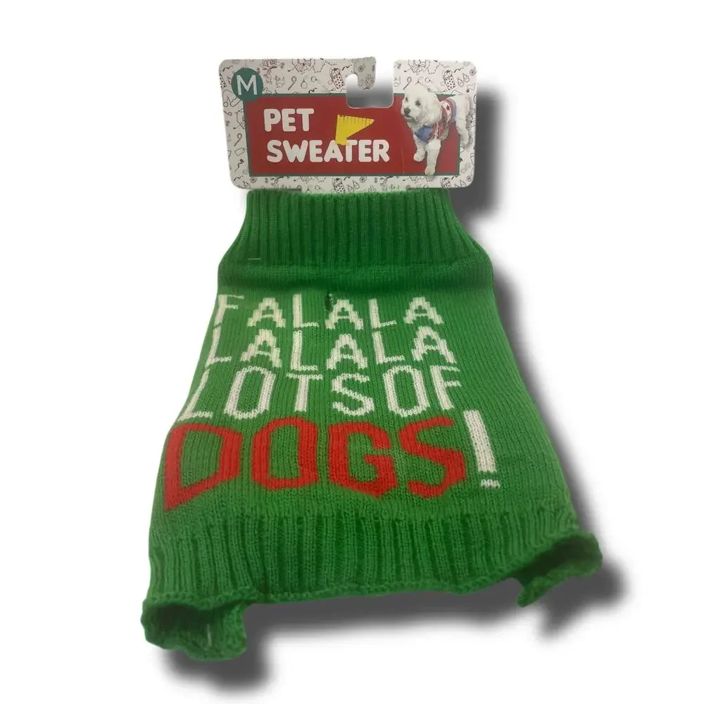 Holiday Dog Sweater Medium Green Red Ugly Christmas Falalala Pet Puppy Vest NWT